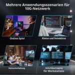NICGIGA S100-0800T Netzwerk-Switch mit acht 10-Gbit/s-RJ45-Ports im schwarzen Metallgehäuse für die 19-Zoll-Montage