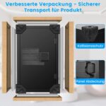 Schwarzer Tiskgg Standtresor mit 85 Liter, beleuchtete Tastatur des Zahlenschlosses und Drehknauf, geöffnete Tür mit herausnehmbarem Regal