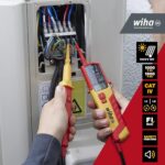 Wiha 45217 zweipoliger Spannungsprüfer in Rot und Gelb mit LCD-Anzeige und Prüfspitzen