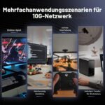 YuLinca Managed Switch mit acht SFP+-Plätzen im schwarzen Metallgehäuse, Frontansicht