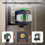 CIGMAN CM701 Kreuzlinienlaser mit drei grünen 360-Grad-Linien, Fernbedienung und Halterung