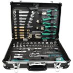 Brüder Mannesmann M29075 Alu-Werkzeugkoffer geöffnet mit 108 Handwerkzeugen in drei Lagen