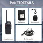 Retevis RT24 Funkgerätepaar in Schwarz mit Ohrhörern, Akkus und USB-Ladeschalen