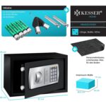 KESSER Möbeltresor 31 x 20 x 20 cm in Schwarz mit elektronischem Zahlenschloss und LED-Anzeige