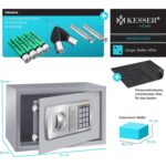 KESSER Möbeltresor 31 x 20 x 20 cm in Silber mit elektronischem Zahlenschloss und LED-Anzeige