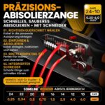 SOMELINE Crimpzange mit Ratsche, Abisolierzange und sortierten Kabelschuhen in der geöffneten Box