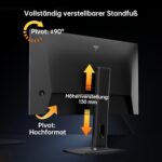 KTC H27T7P 27-Zoll-Gaming-Monitor in Schwarz mit schmalrandigem QHD-Display auf Standfuss