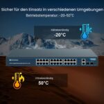 YuanLey 28-Port Gigabit-PoE-Switch mit 400 W Budget, zwei SFP-Steckplätzen und Blitzschutz