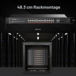 MokerLink 24-Port PoE-Switch mit 400 W Budget, zwei SFP-Steckplätzen und AI-Watchdog im 1U-Rackgehäuse