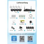 Jennov WLAN-Überwachungsset mit vier schwenkbaren 5-MP-PTZ-Kameras und automatischer Verfolgung