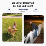 ANSQUE Solar-Akkukamera-Set mit zwei schwenkbaren 2K-Kameras und Basisstation