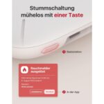 Weisser Rauchmelder X-Sense XS01-M neben der flachen quadratischen Basisstation SBS50 des Sets FS61.