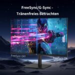 KTC H27D9: schwarzer 27-Zoll-Monitor mit schmalem Rahmen auf dem mitgelieferten Standfuss, Frontansicht.