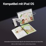 INSWAN INS-Flip 4 faltbare Dokumentenkamera mit Gelenkarm, LED-Licht und flacher Metallbasis.
