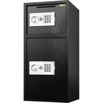 VEVOR Sicherheitsschrank in Schwarz mit zwei Türen, elektronischem Tastenfeld und Schlüsselaufnahme.