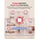 Zwölf weisse X-Sense Rauchmelder XS0B-MR121 mit der Basisstation SBS50 aus dem vernetzten Set.