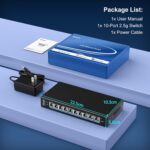 VIMIN VM-S250802T Netzwerk-Switch mit acht 2,5G-Anschlüssen und zwei 10GBASE-T-Anschlüssen in schwarzem Metallgehäuse