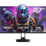 KTC U27T6 27-Zoll-4K-Monitor mit schmalem Rahmen auf Standfuss, Rückseite in Kohlefaseroptik