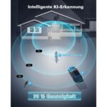 Zwei graue YESYAMO C8TB Solar-Überwachungskameras mit schwenkbarem Kopf und Solarpanel