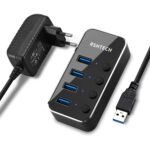 RSHTECH RSH-518 USB-3.0-Hub mit sieben Ports, Einzelschaltern und Netzteil