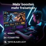 KTC 24-Zoll-Gaming-Monitor in Schwarz mit QHD-Display auf höhenverstellbarem Pivot-Standfuss