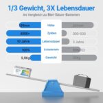 Redodo 12V 100Ah LiFePO4-Untersitz-Akku mit Bluetooth