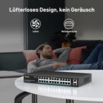 VIMIN 24-Port PoE-Switch mit 320 W Budget im Metallgehäuse für Rackmontage