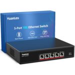 YuanLey Netzwerk-Switch im Metallgehäuse mit sechs RJ45-Anschlüssen und zwei SFP+-Steckplätzen an der Frontseite.