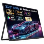 HONGO S156P30D: tragbarer 15,6-Zoll-Bildschirm in Graphitschwarz, aufgestellt in Frontansicht.