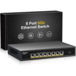 NICGIGA S100-0800T Netzwerk-Switch mit acht 10-Gbit/s-RJ45-Ports im schwarzen Metallgehäuse für die 19-Zoll-Montage