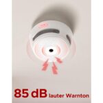 Sechs weisse X-Sense XS01-WX WLAN-Rauchmelder mit runder Testtaste in der Mitte