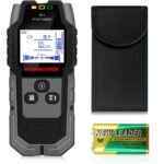 HANMATEK SF1 Wandscanner in Blaugrün und Schwarz mit LCD-Anzeige an einer Wand