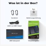 BigBlue B401D faltbares 28-Watt-Solarpanel aufgeklappt mit USB-Anschlüssen und Stromanzeige