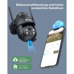 Zwei graue YESYAMO C8TB Solar-Überwachungskameras mit schwenkbarem Kopf und Solarpanel