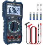 VENLAB VM600A Digital-Multimeter in Blau mit Messleitungen, Thermoelement und faltbarem Ständer