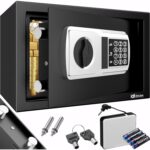 Deuba Möbeltresor in Silber mit elektronischem Zahlenschloss und geöffneter Stahltür