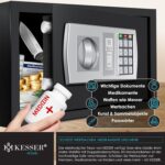 KESSER Möbeltresor 31 x 20 x 20 cm in Schwarz mit elektronischem Zahlenschloss und LED-Anzeige