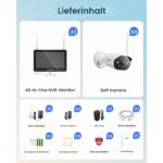 ZOSI WLAN-Überwachungsset mit vier Kameras und Rekorder mit eingebautem 12-Zoll-Bildschirm