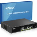 NICGIGA S100-0800T Netzwerk-Switch mit acht 10-Gbit/s-RJ45-Ports im schwarzen Metallgehäuse für die 19-Zoll-Montage