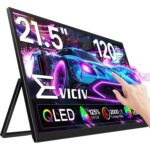 EVICIV tragbarer Monitor mit 18,5 Zoll Full-HD-Display, ausgeklapptem Ständer und gepolsterter Transporthülle