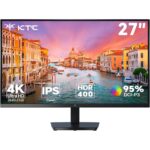 KTC U27T6 27-Zoll-4K-Monitor mit schmalem Rahmen auf Standfuss, Rückseite in Kohlefaseroptik