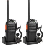 Retevis RT24 Funkgerätepaar in Schwarz mit Ohrhörern, Akkus und USB-Ladeschalen