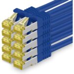 Zehn orange Cat.7 Netzwerkkabel mit je 2 Metern Länge und RJ45-Steckern