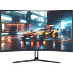 Amzfast AMZG27C1 Pro, gekrümmter 27-Zoll-Bildschirm mit 240 Hz, Frontansicht auf dem Standfuss