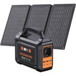MARBERO Powerstation 99 Wh in Aprikose mit faltbarem 30-Watt-Solarmodul