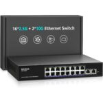 NICGIGA S100-0800T Netzwerk-Switch mit acht 10-Gbit/s-RJ45-Ports im schwarzen Metallgehäuse für die 19-Zoll-Montage