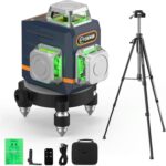 CIGMAN CM701 Kreuzlinienlaser mit drei grünen 360-Grad-Linien, Fernbedienung und Halterung