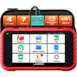 LAUNCH CRP129E V2.0 OBD2-Diagnosegerät mit 5-Zoll-Touchscreen und Diagnosekabel.