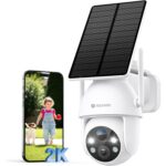 Schwarze YESYAMO ZS-GX8S Solar-Überwachungskamera mit schwenkbarem Kopf und Solarpanel