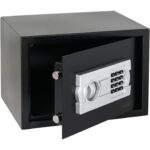 HMF 4612112 Möbeltresor in Anthrazit mit Tastenfeld des Elektronikschlosses und geöffneter Tür